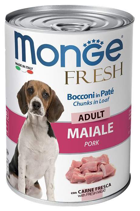 фото Консервы для собак monge dog fresh chunks in loaf мясной рулет, свинина, 400 г 12шт