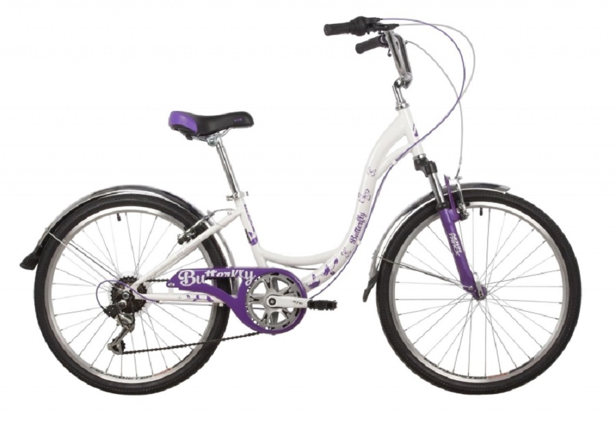 

Велосипед для подростков NOVATRACK 24SH6V.BUTTERFLY.13VL22 белый-фиолетовый
