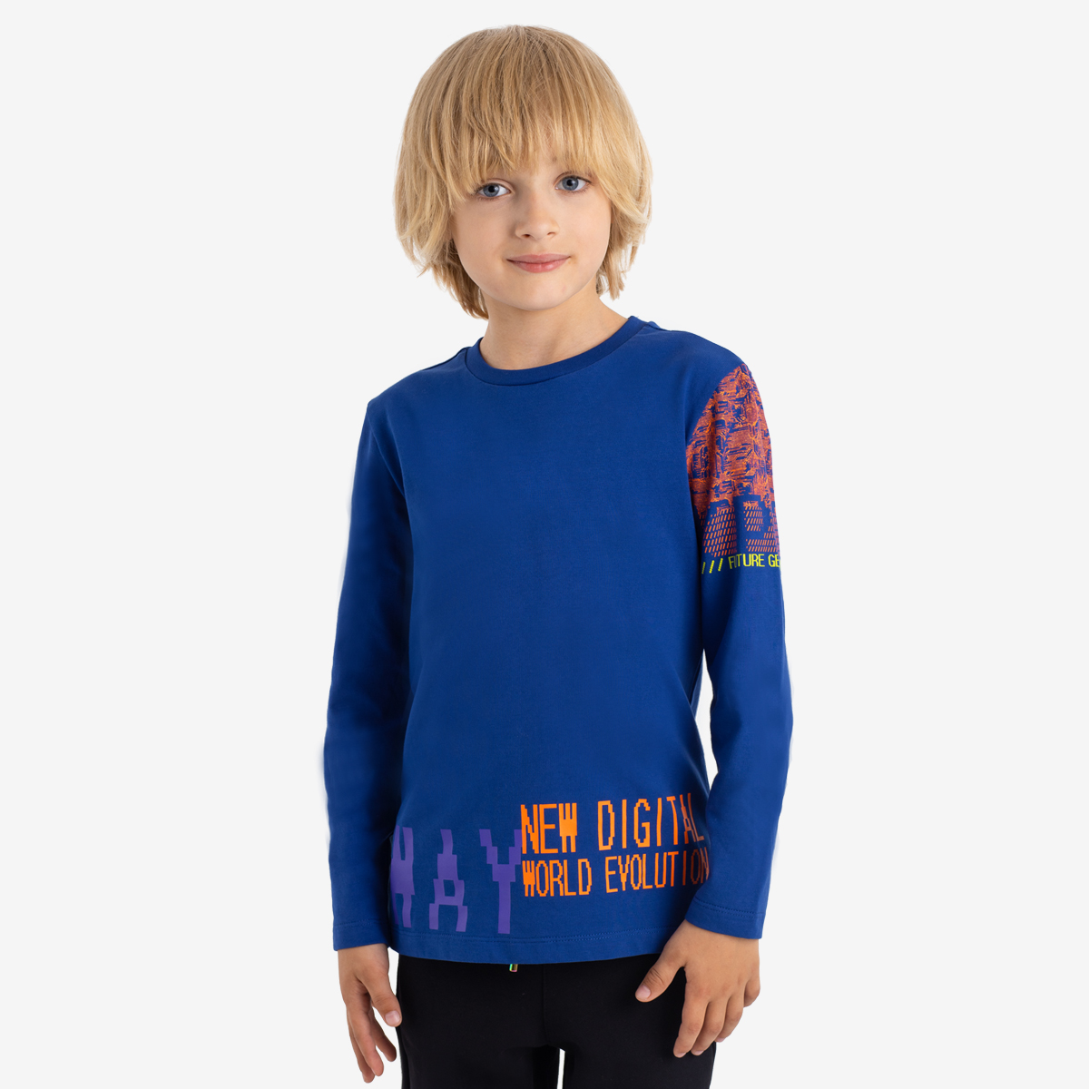 

Лонгслив детский Kapika KKBCL03, синий, 128, KKBCL03