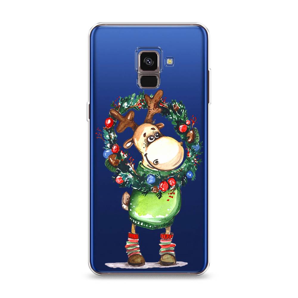 

Чехол на Samsung Galaxy A8 2018 "Олень с новогодним венком", 25450-4