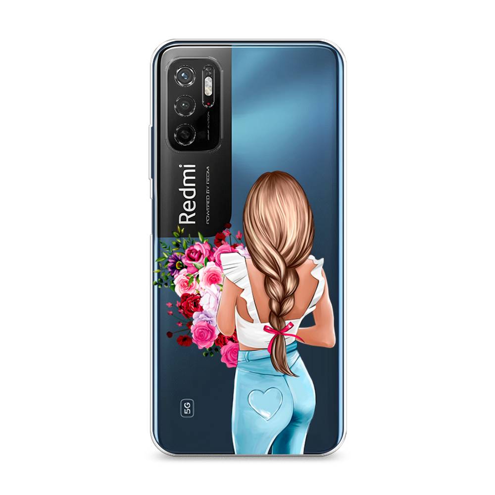 

Чехол на Xiaomi Redmi Note 11SE "Девушка с цветами", Коричневый;розовый;голубой, 315950-6