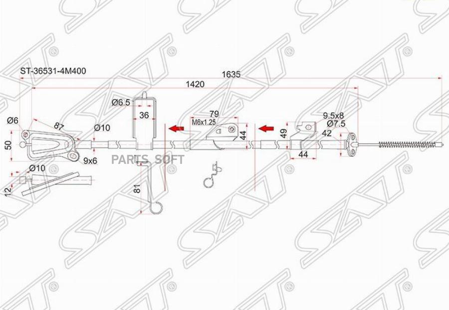 Трос Ручника Ns Blueberd Sylphy G10, Sunny B15, Almera N16, Qg# 2wd -Lh Sat арт. ST-36531-