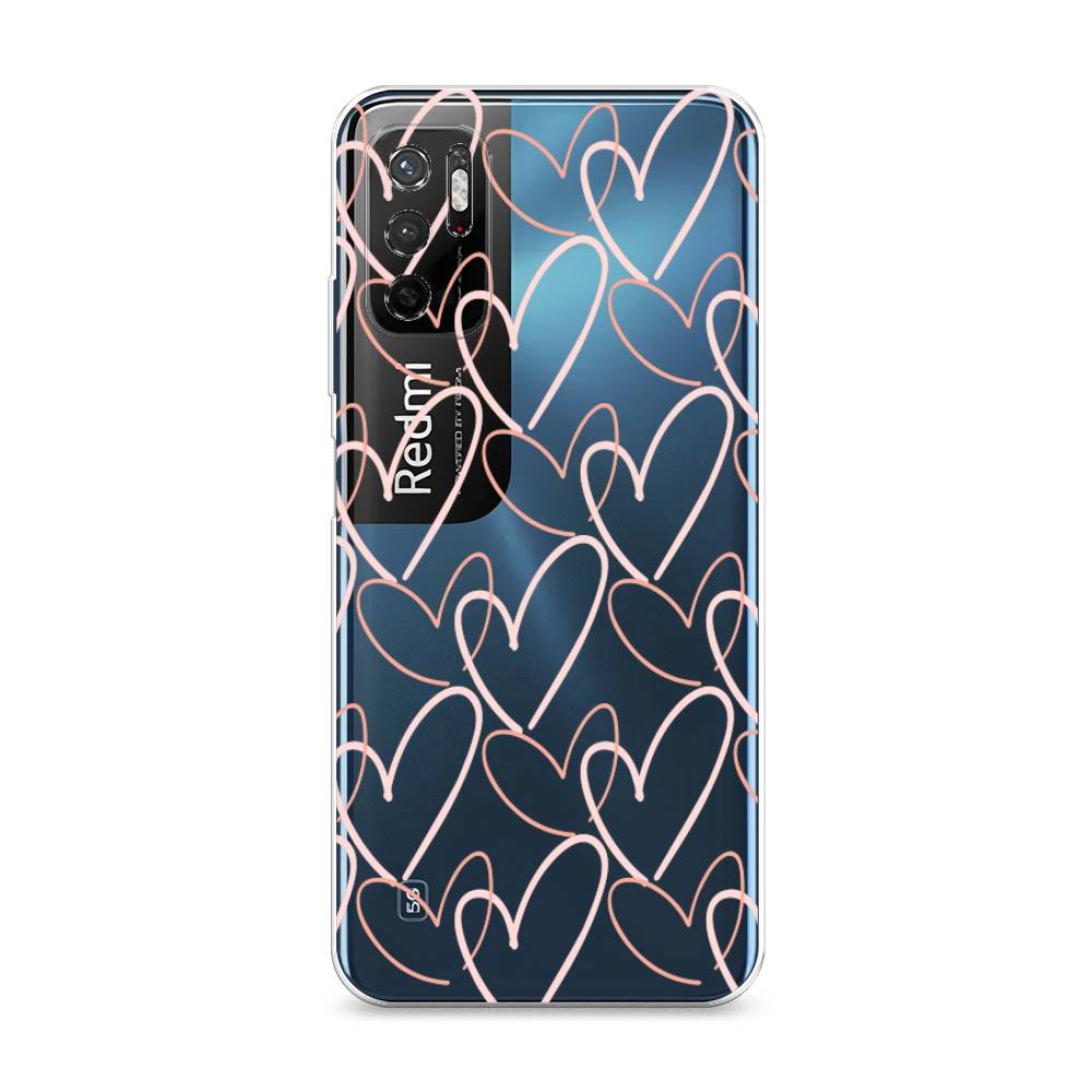 

Чехол на Xiaomi Redmi Note 11SE "Узор из сердечек", Розовый;бежевый, 315950-6