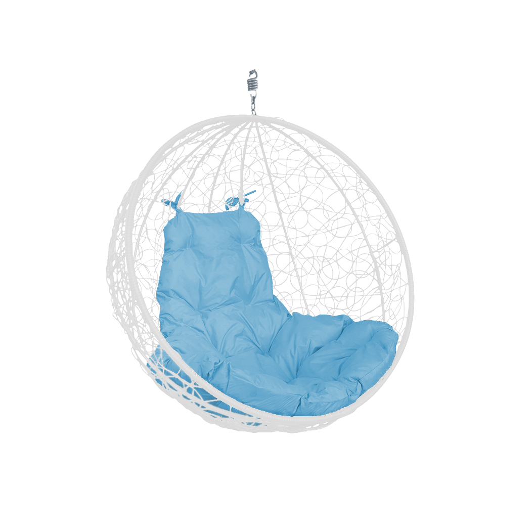 фото Подвесное кресло белый m-group круглый ротанг без стойки 11320103 голубая подушка