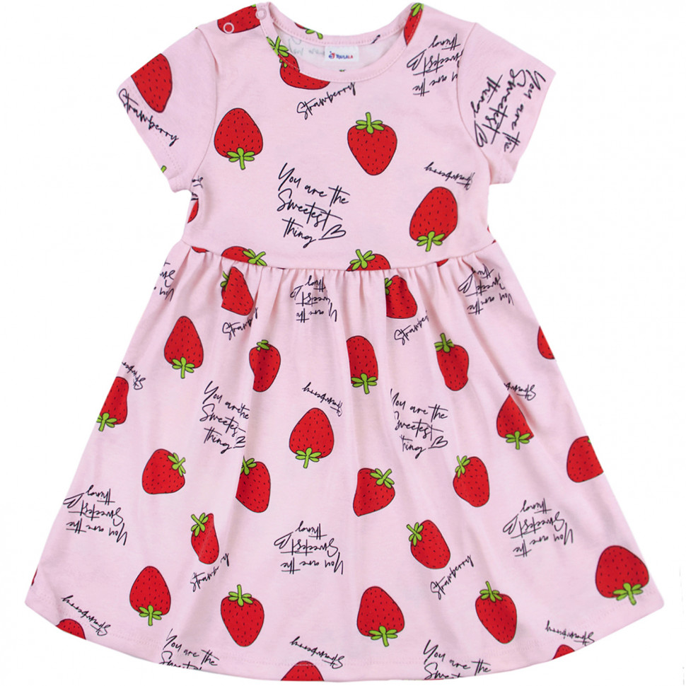Платье детское YOULALA Клубнички, розовый, 92