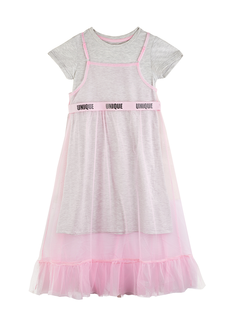 Платье детское Daniele patrici SS21C45701434 светло-серый/розовый р.140,  - купить со скидкой