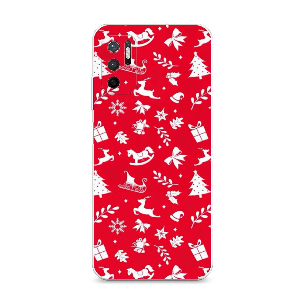 

Чехол на Xiaomi Redmi Note 11SE "Красный новогодний фон", Красный;белый, 315950-5