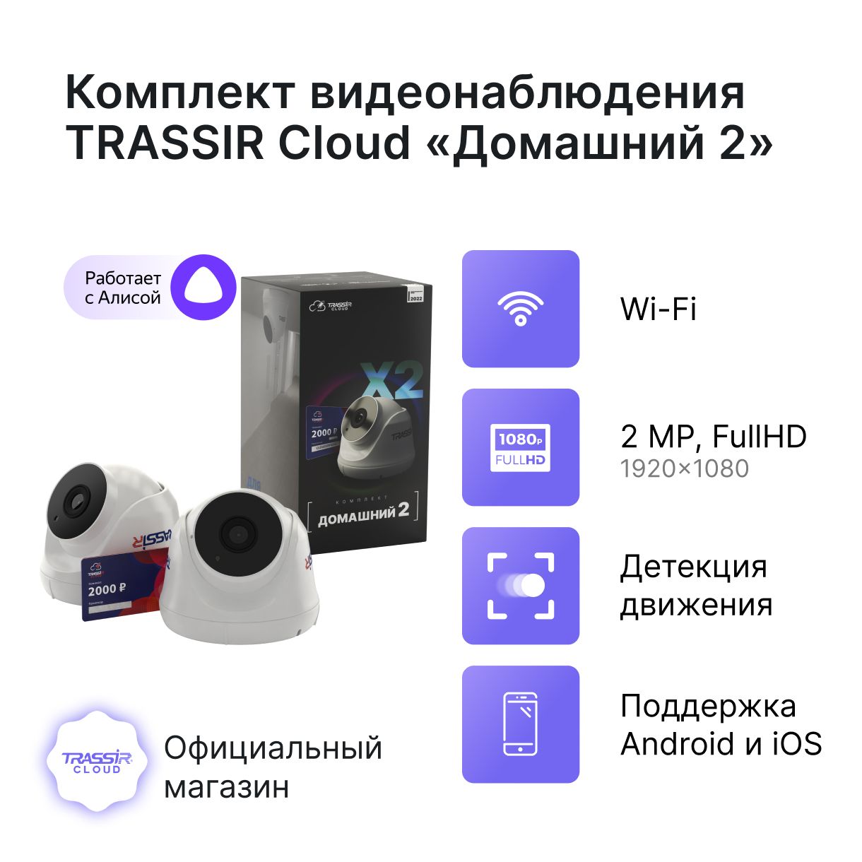 Камера видеонаблюдения TRASSIR TR-W2S1 2.8 (Комплект 