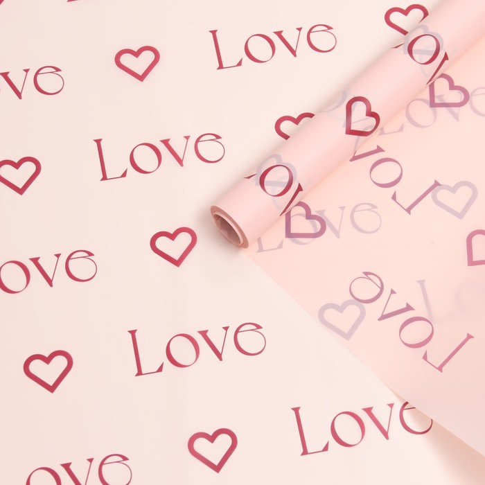 

Пленка для цветов матовая, "Love", 0,58х10м, розовый