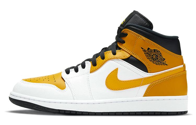 

Кеды унисекс Jordan Air Jordan 1 mid university gold белые 42.5 EU, Белый, Air Jordan 1 mid university gold