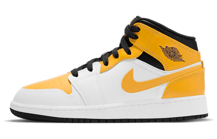 

Кеды унисекс Jordan Air Jordan 1 Mid University Gold GS белые 39 EU, Белый, Air Jordan 1 Mid University Gold GS