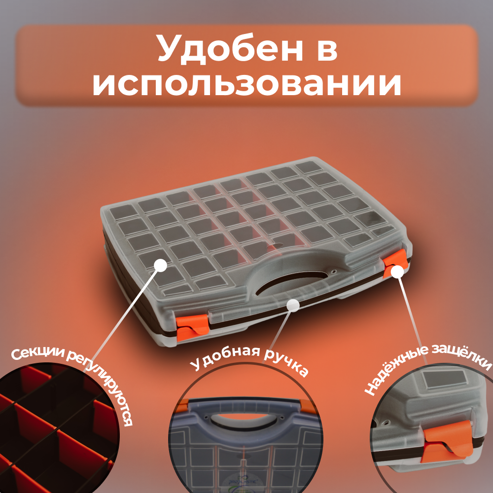 

Ящик органайзер для инструментов Proplastic ED-31 двусторонний 325х280х85мм