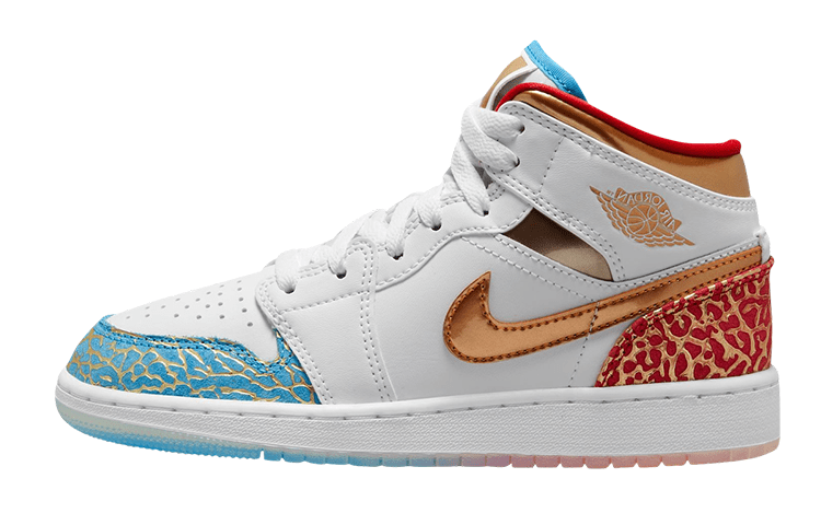 

Кеды унисекс Jordan Air Jordan 1 Mid UNC to Chicago GS белые 38.5 EU, Белый, Air Jordan 1 Mid UNC to Chicago GS