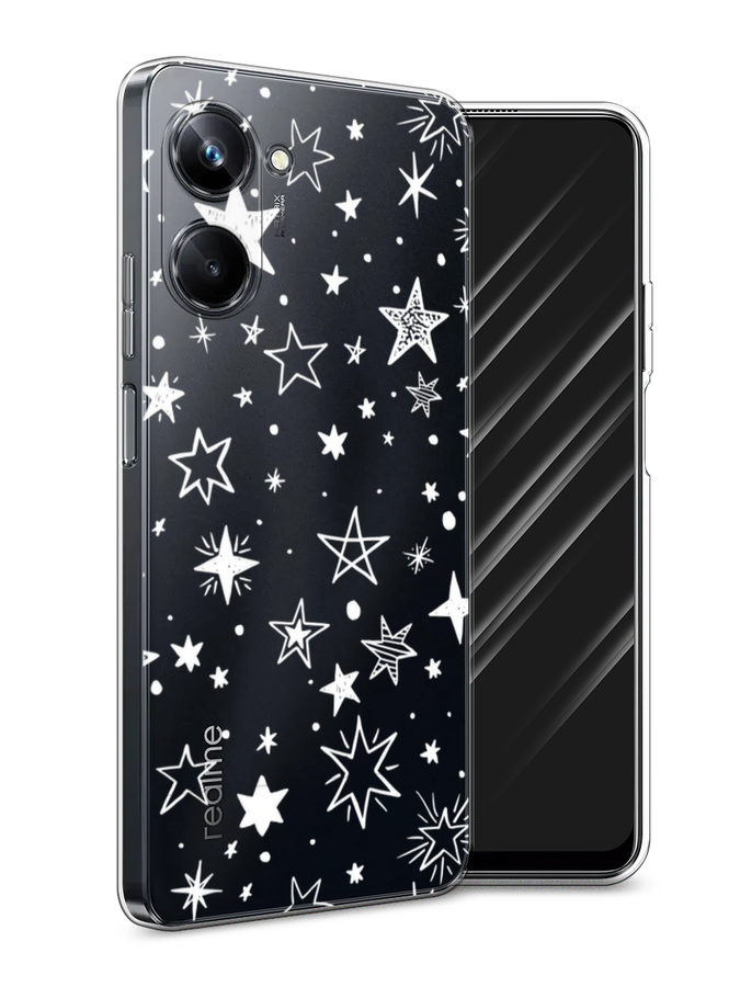 

Чехол Awog на Realme 10 Pro "Звездочки графика белая", Прозрачный;белый, 2512550-7