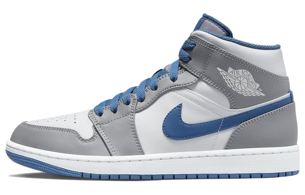 

Кеды унисекс Jordan Air Jordan 1 mid true blue серые 40.5 EU, Серый, Air Jordan 1 mid true blue