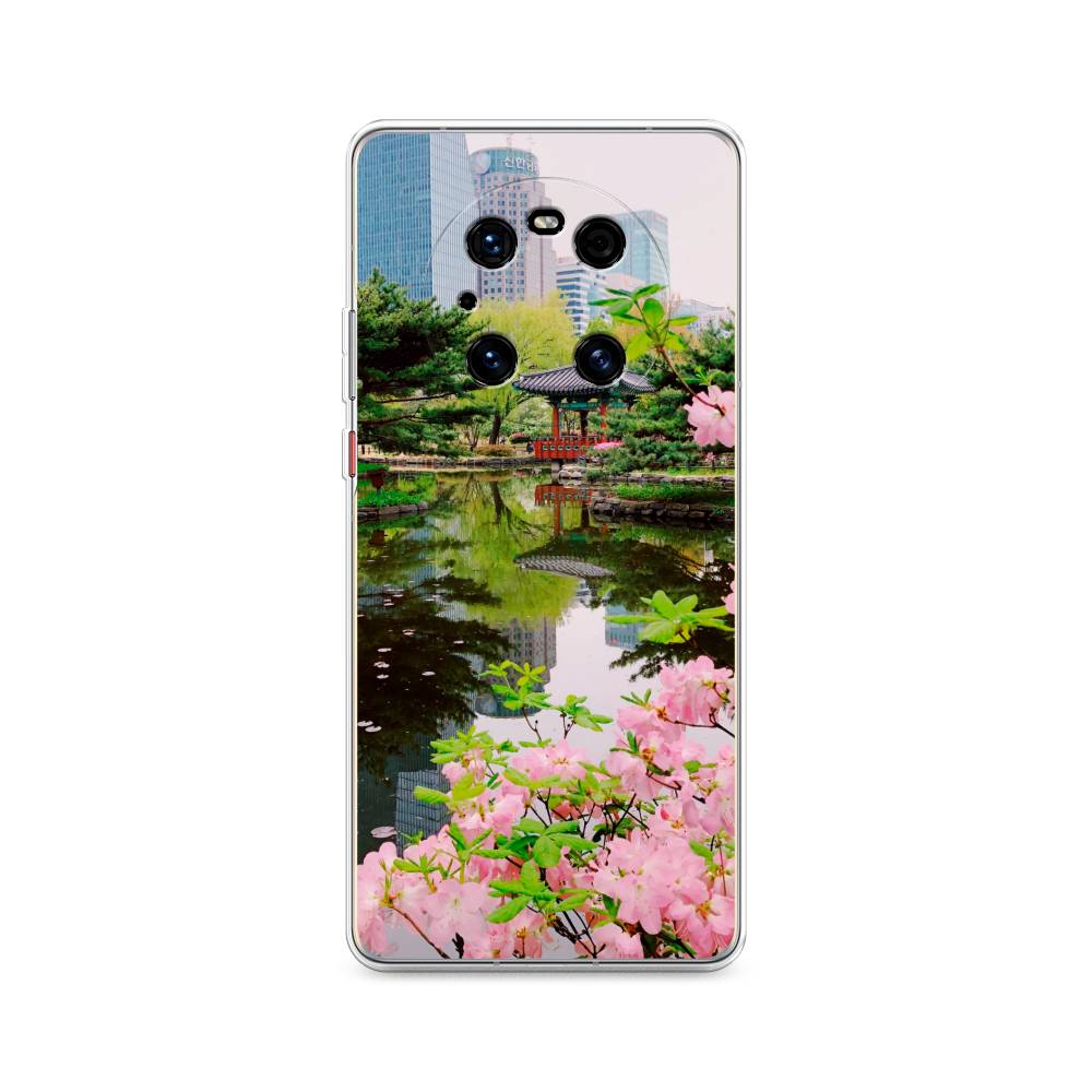 

Чехол на Huawei Mate 40 Pro "Сакура возле озера", Зеленый;розовый;голубой, 6104450-2
