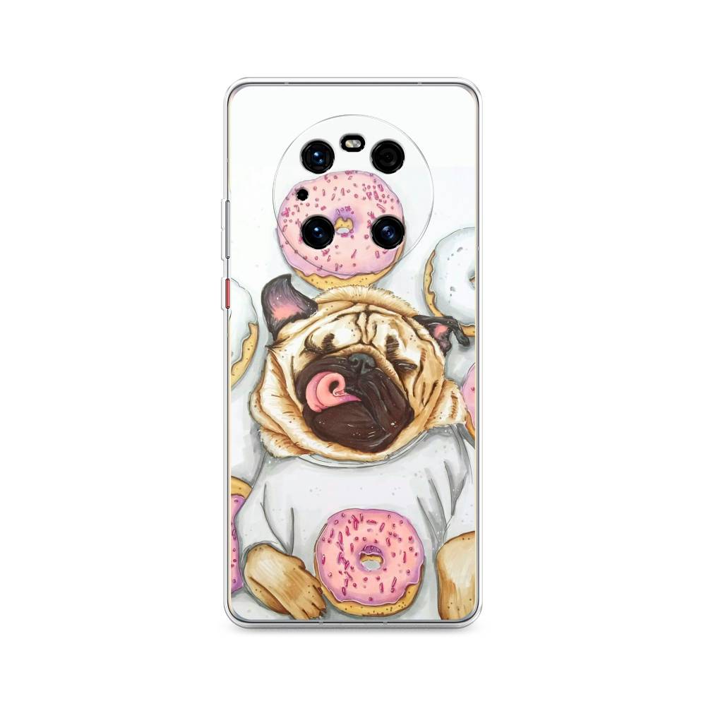 

Чехол на Huawei Mate 40 Pro "Счастливый мопс", Розовый;бежевый;коричневый, 6104450-1