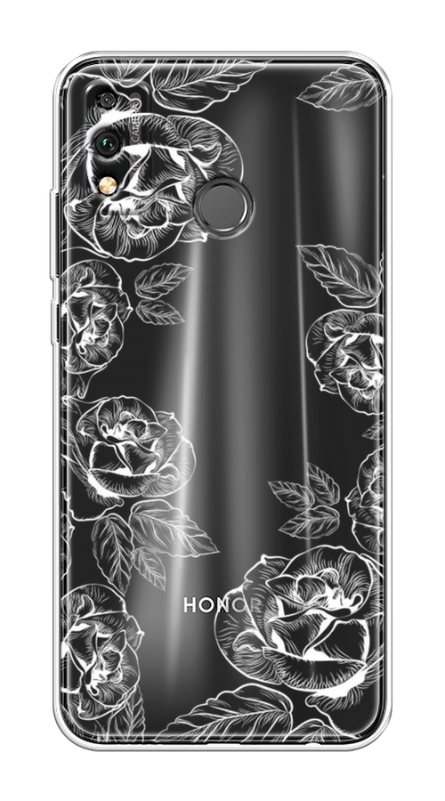 

Чехол на Honor 9X Lite "Розы графика", Черный;серый, 6104250-2