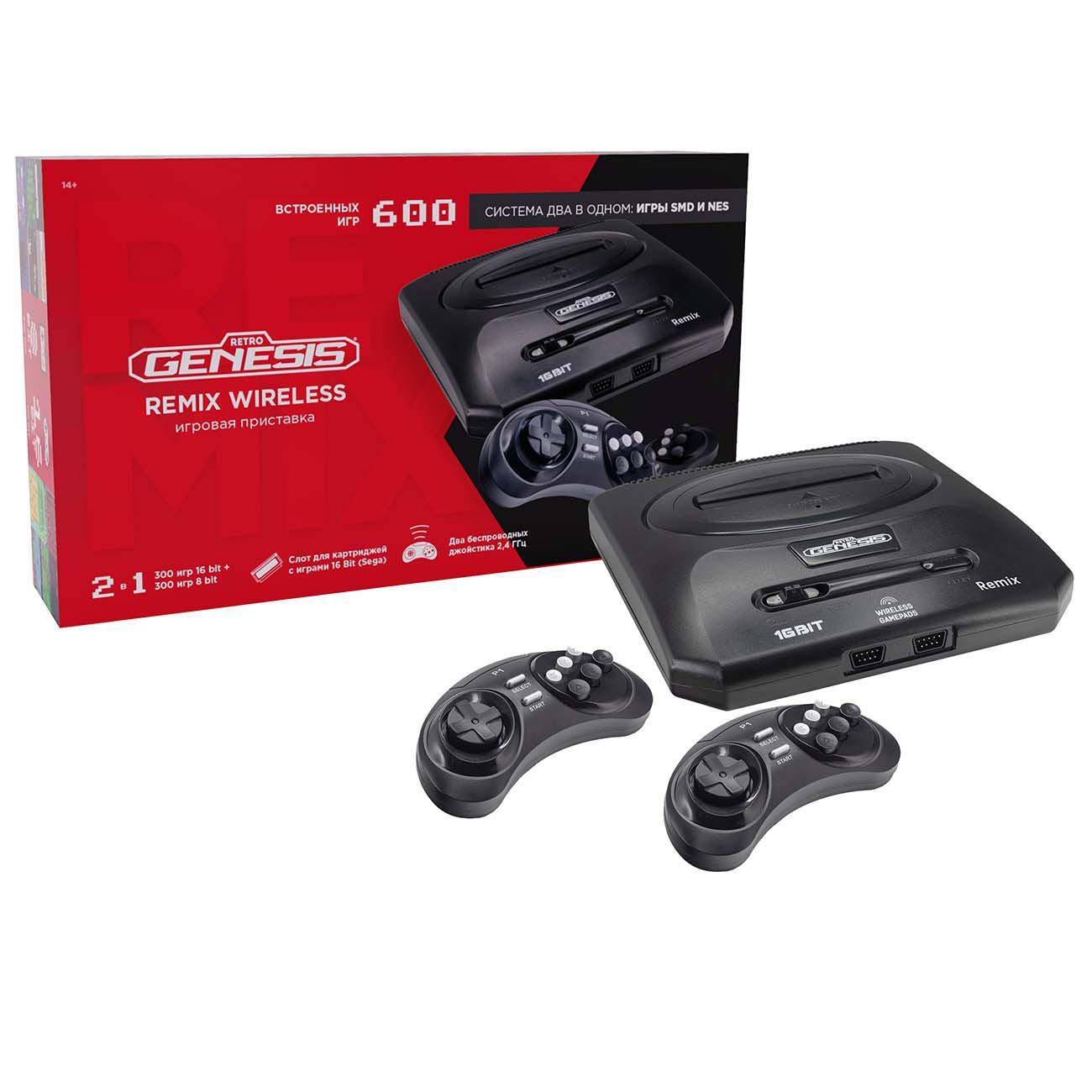 

Приставка 8/16bit Retro Genesis Remix Wireless для Dendy, SMD, 600 игр, Черный, Remix Wireless 600 ZD-05A