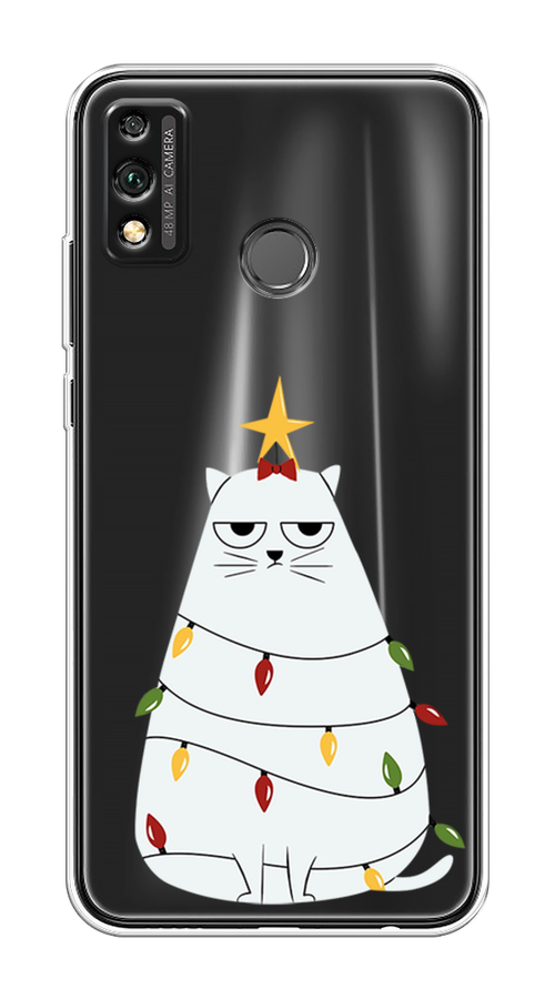 

Чехол на Honor 9X Lite "Котик в гирлянде", Белый;красный;желтый, 6104250-1