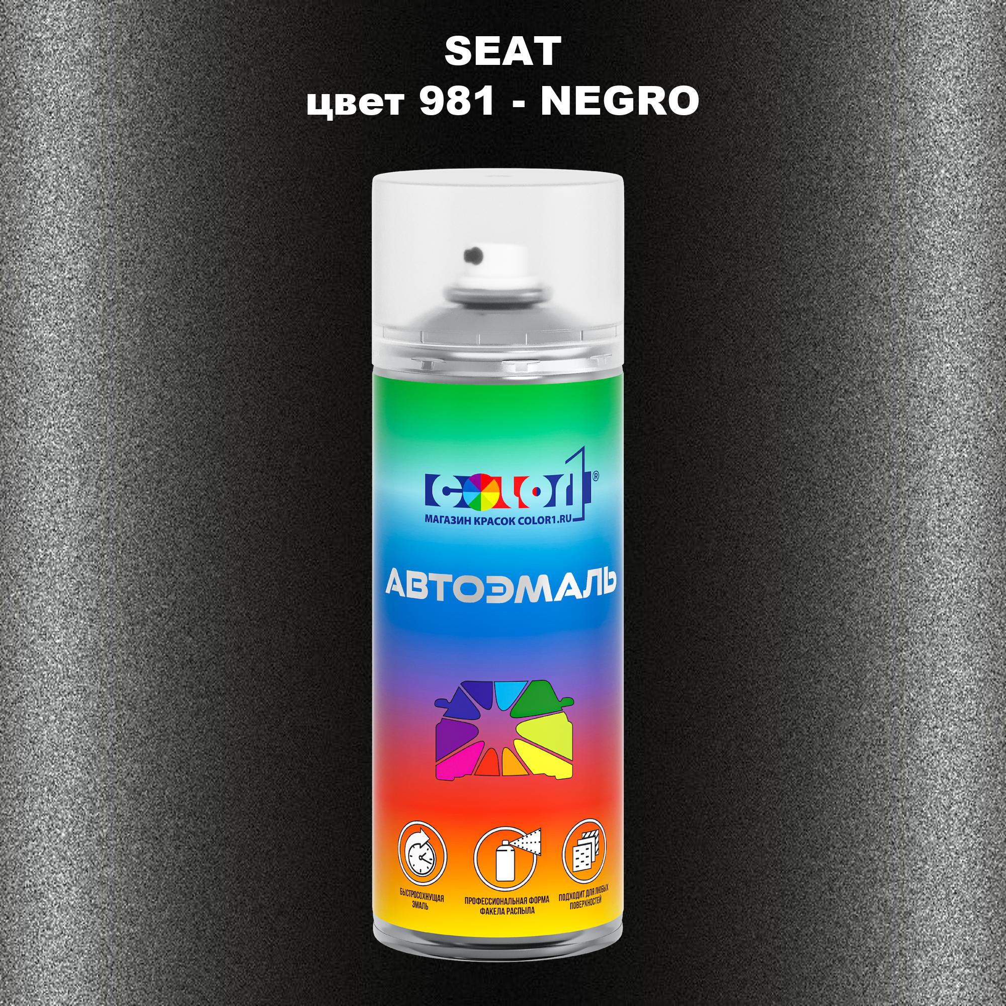 

Аэрозольная краска COLOR1 для SEAT, цвет 981 - NEGRO, Прозрачный