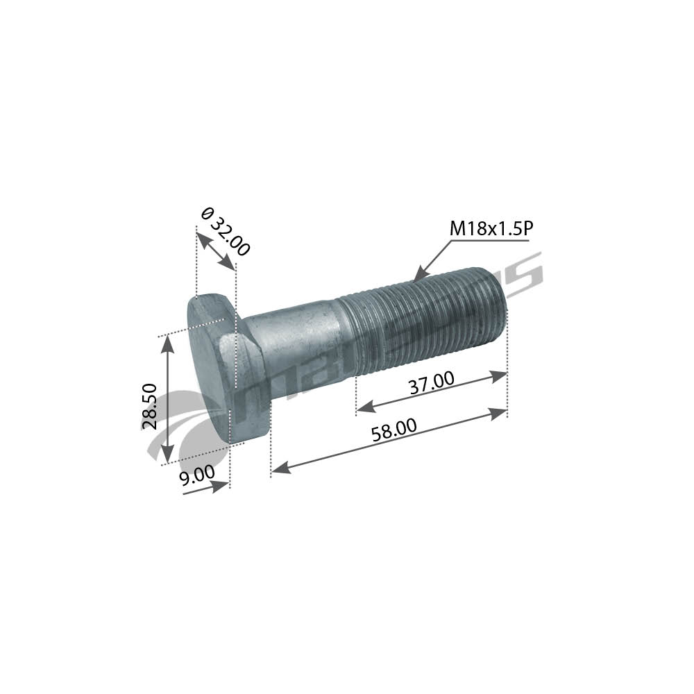 

400601 Шпилька Ступицы Колеса M18X1.5X67/58/37 Man V 9-34 L/V 9-40 L/V 9-42 L