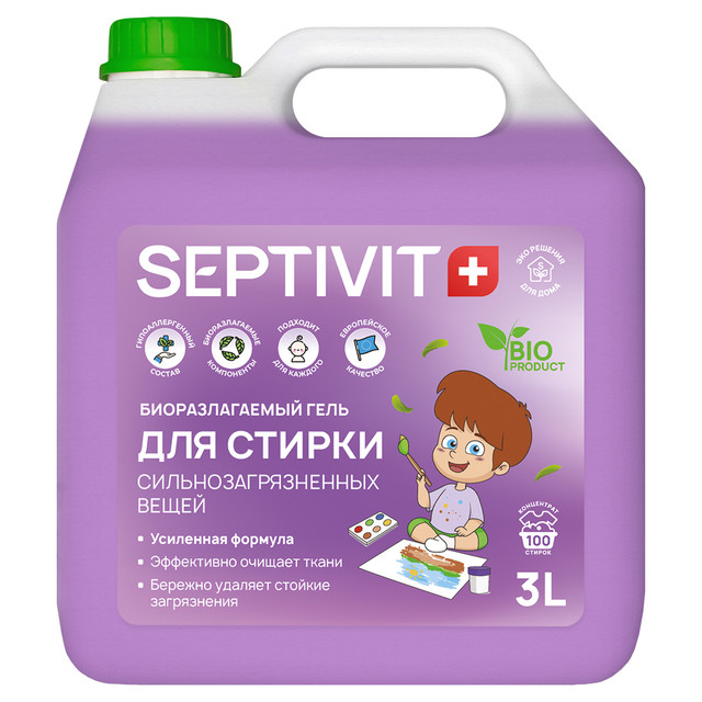 фото Гель для стирки сильно загрязненных вещей septivit premium 3л