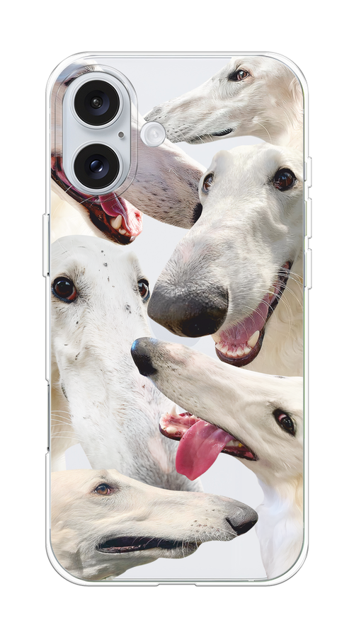 

Чехол на Apple iPhone 16 Plus "Собака с длинным носом", Белый;бежевый;розовый, 16150-1
