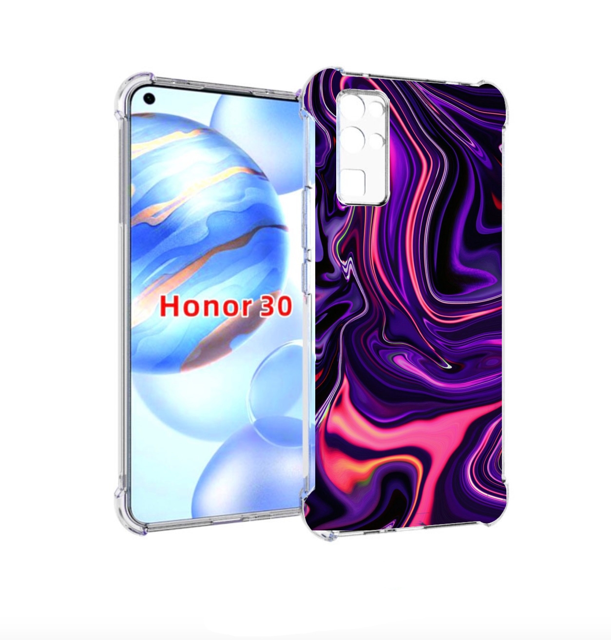 

Чехол бампер MyPads фиолетовые краски для Honor 30 (BMH-AN10) пр, Прозрачный, Tocco