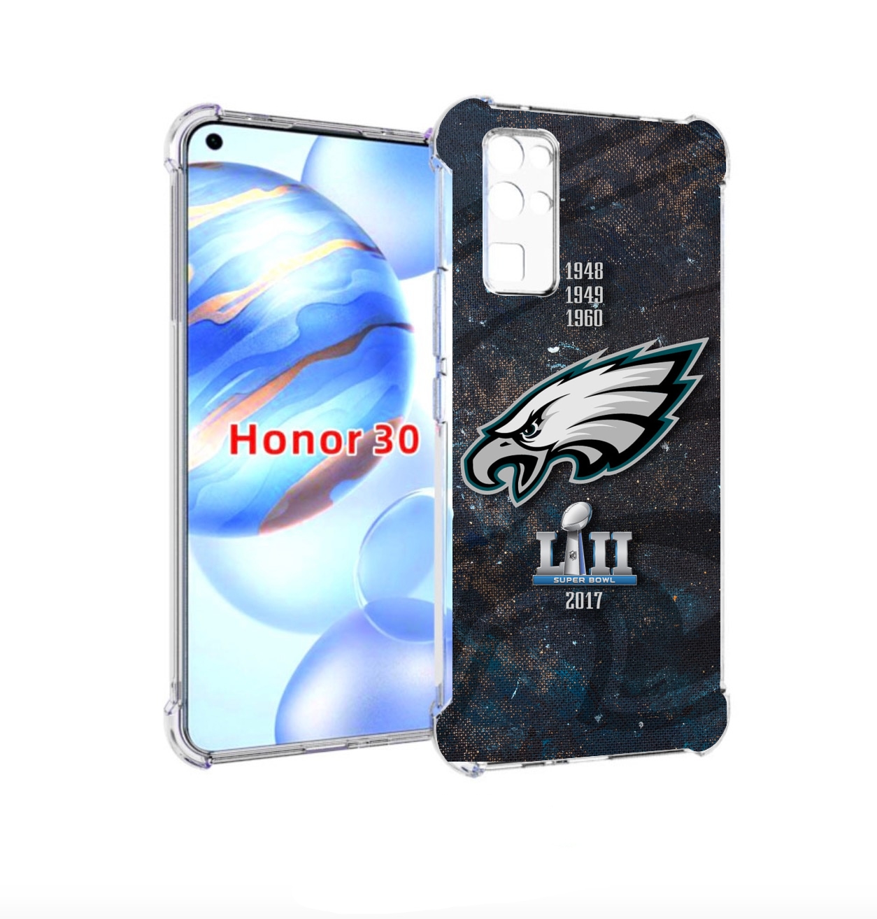 

Чехол бампер MyPads филадельвия иглс регби мужской для Honor 30, Прозрачный, Tocco