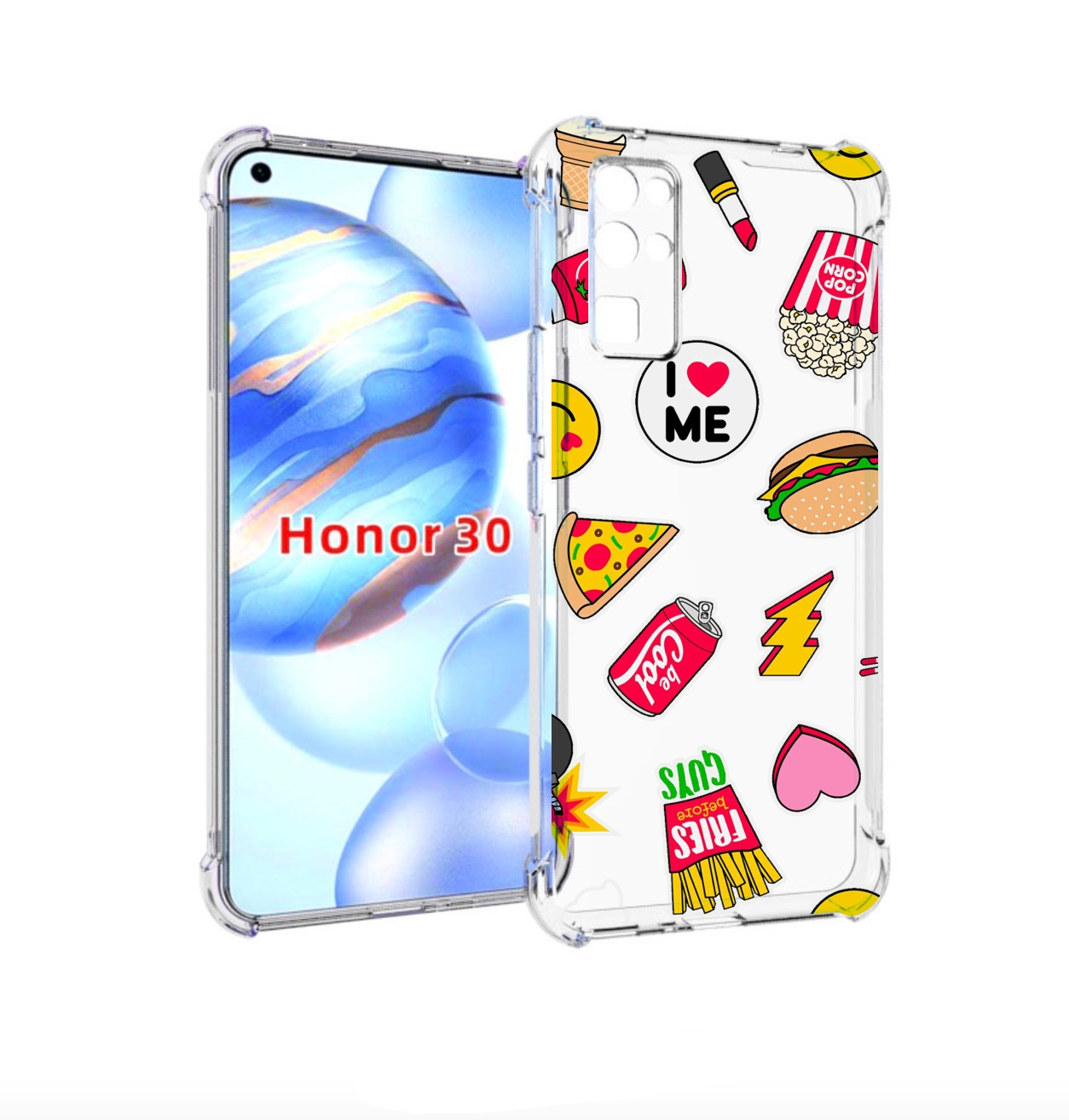 Чехол бампер MyPads фаст-фуд для Honor 30 (BMH-AN10) противоударный