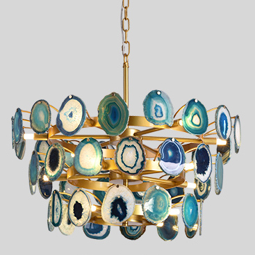 фото Люстра agate burst chandelier 3 round blue d70 imperiumloft