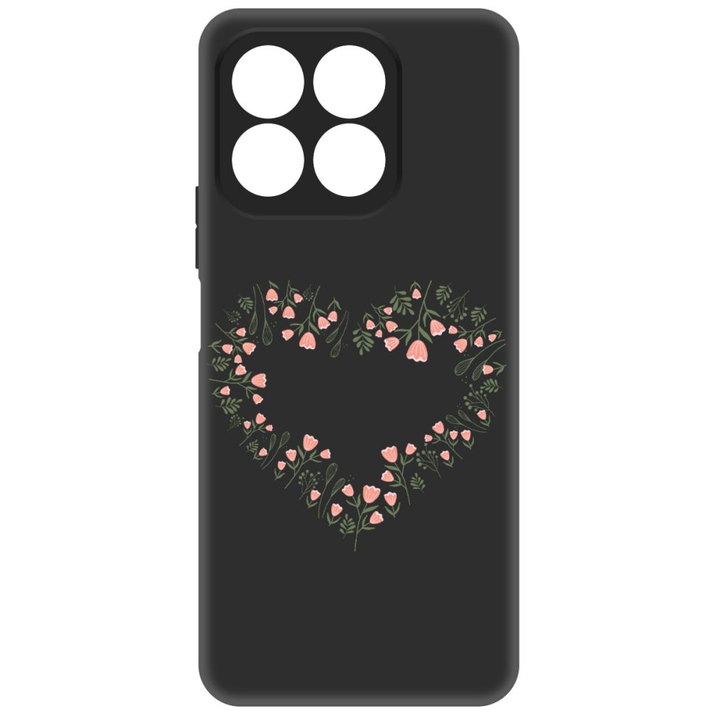 

Чехол-накладка Krutoff Soft Case Цветочное сердце для Honor X8b черный