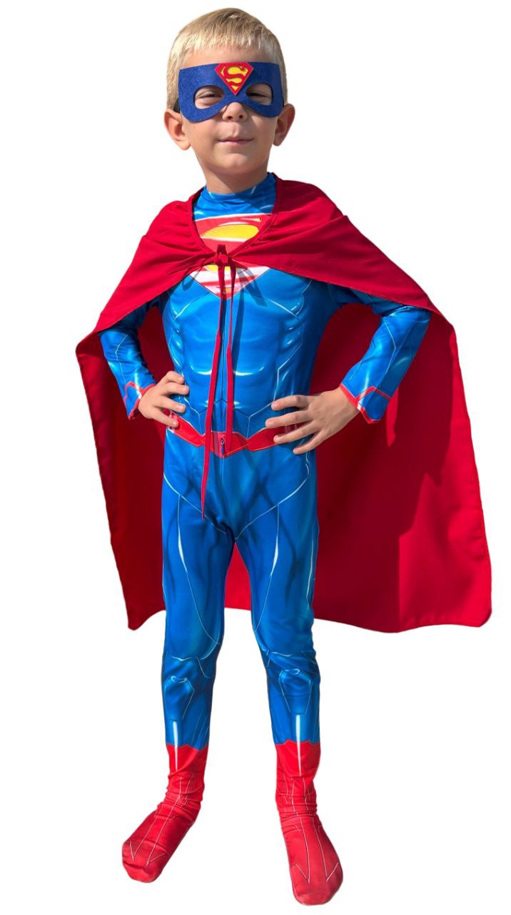 Карнавальный костюм детский ROYAL FELLE Супермен, синий, 140 карнавальный костюм для мальчиков bristol цв синий р 140