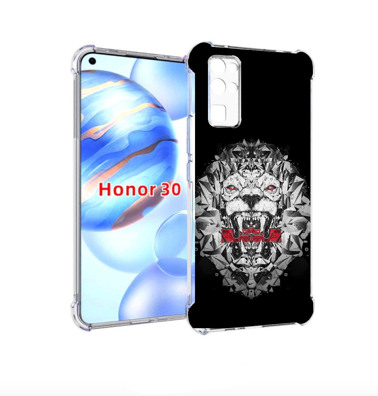

Чехол бампер MyPads тигр-с-гранями-черно-белый для Honor 30 (BMH, Прозрачный, Tocco