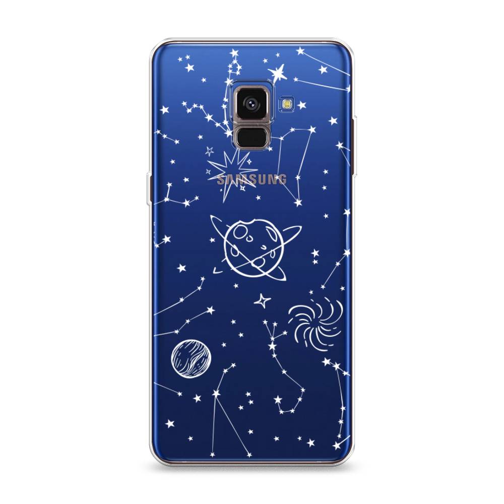 

Чехол на Samsung Galaxy A8 2018 "Планеты в космосе", Белый, 25450-2