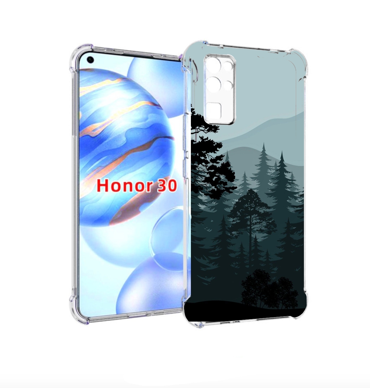 

Чехол бампер MyPads темный лесочек для Honor 30 (BMH-AN10) проти, Прозрачный, Tocco