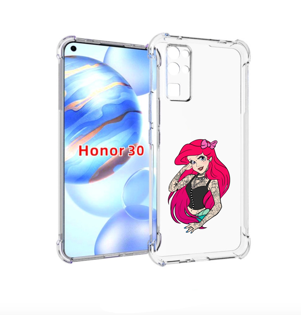 

Чехол бампер MyPads татуированная-принцесса женский для Honor 30, Прозрачный, Tocco
