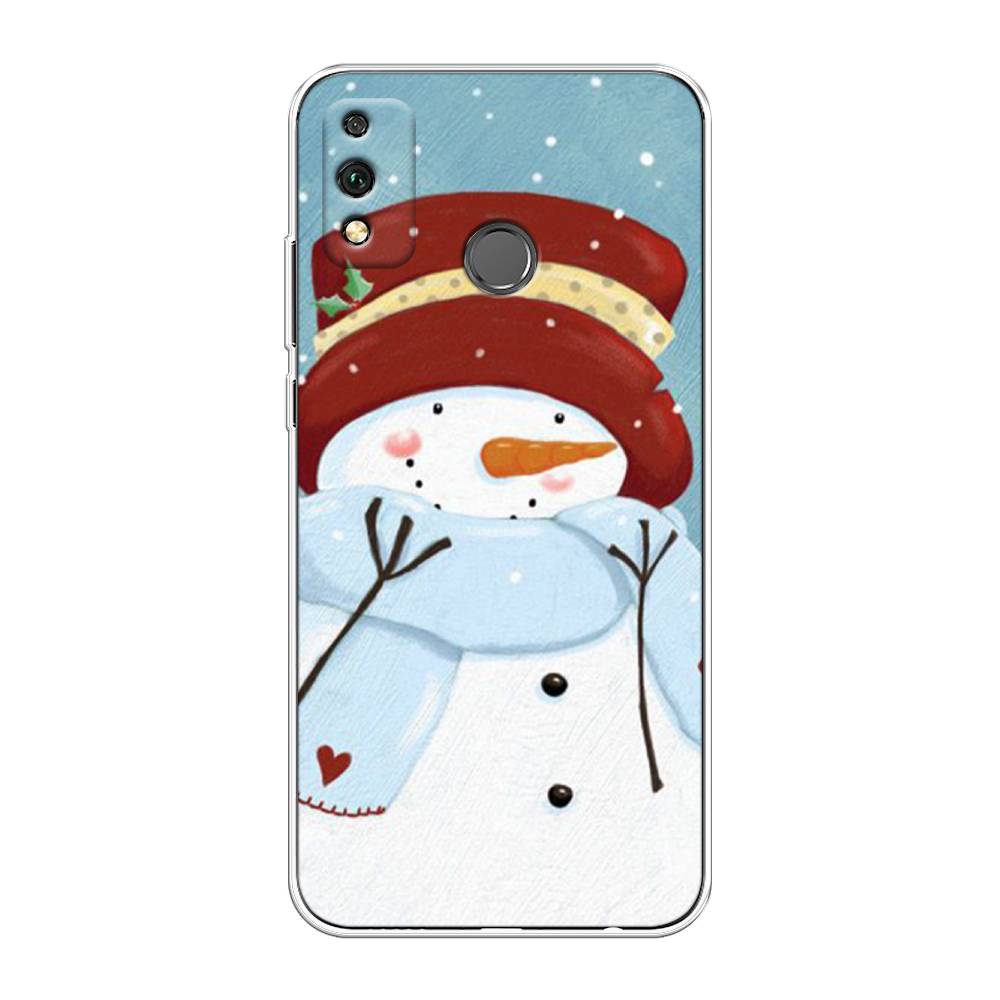 

Чехол на Honor 9X Lite "Застенчивый снеговик", Голубой;белый;красный, 6104250-5