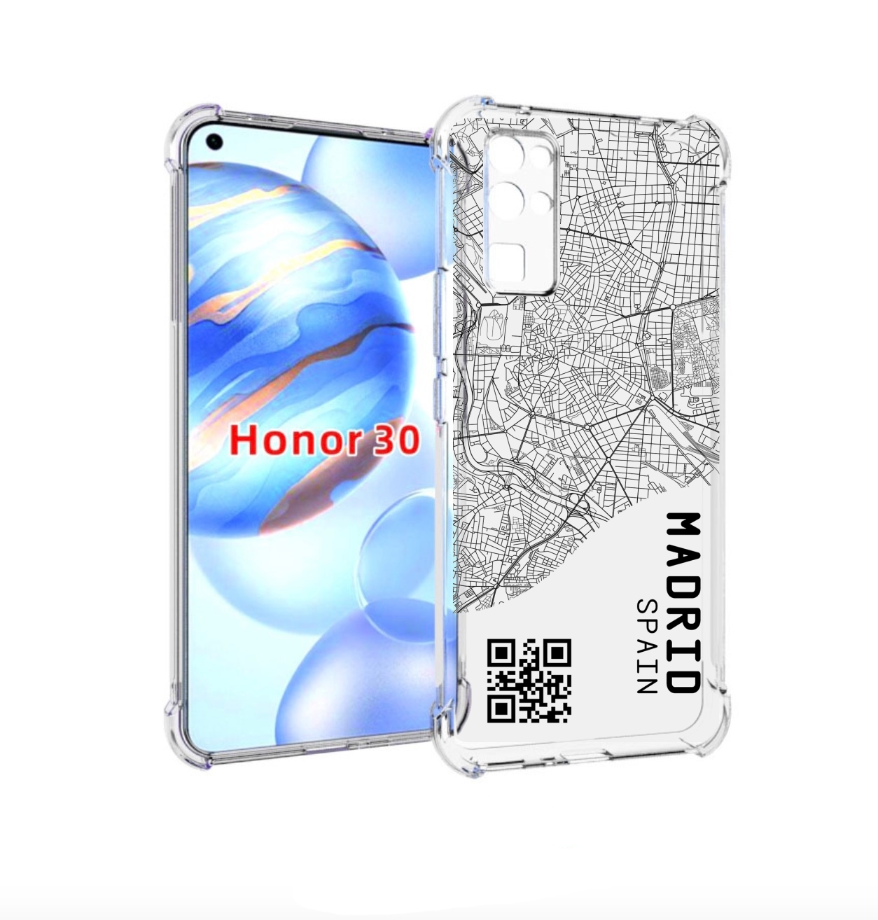 

Чехол бампер MyPads схема-мадрид для Honor 30 (BMH-AN10) противо, Прозрачный, Tocco