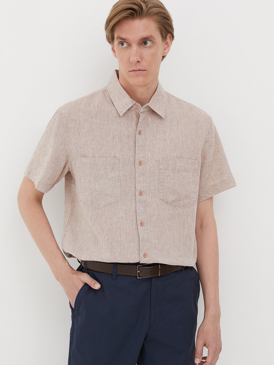 

Рубашка мужская Finn Flare BAS-20046 коричневая XL, BAS-20046