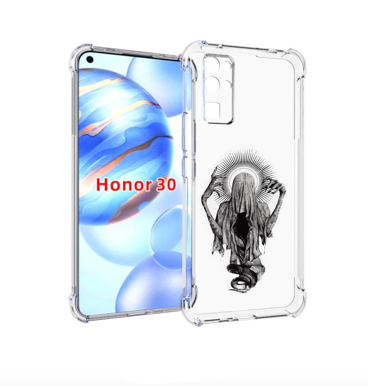 

Чехол бампер MyPads страшная змея в мантии для Honor 30 (BMH-AN1, Прозрачный, Tocco