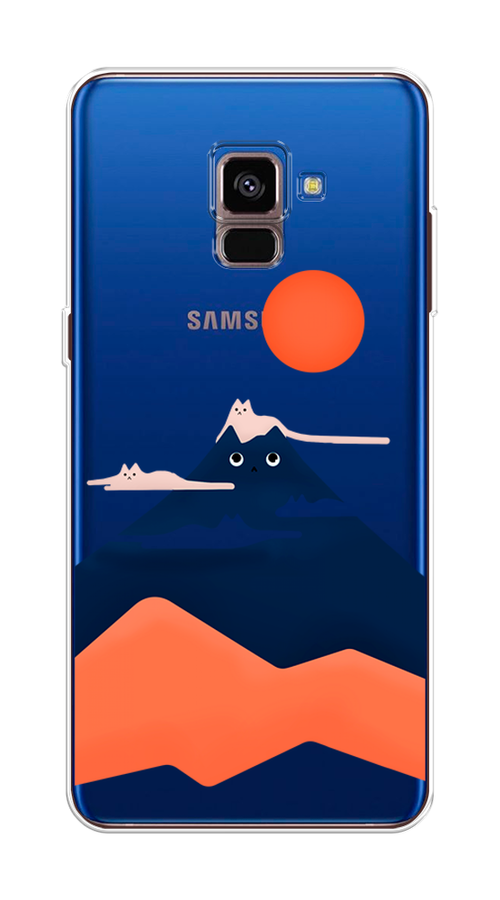 

Чехол на Samsung Galaxy A8 2018 "Кот-гора", Черный;оранжевый, 25450-4