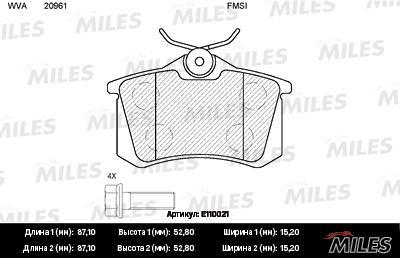 

Комплект тормозных колодок MILES e110021