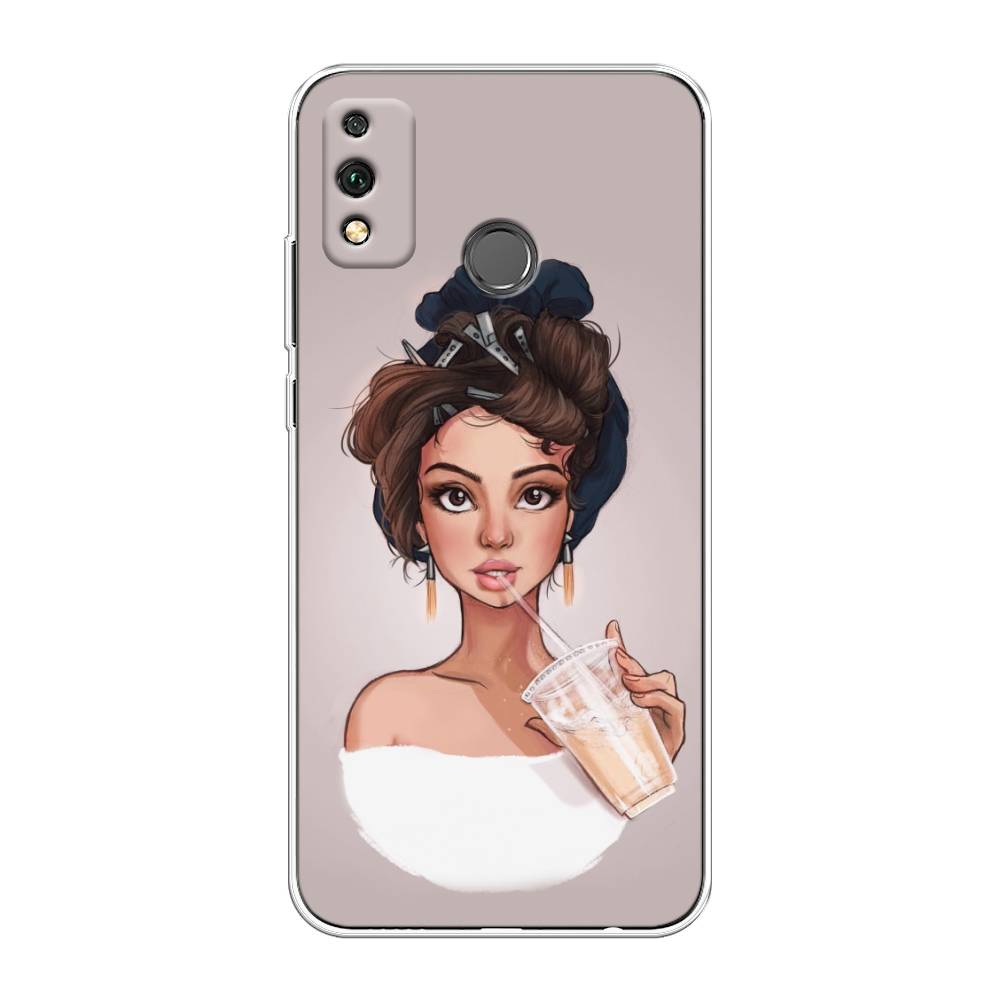 

Чехол на Honor 9X Lite "Девушка с фраппе", Серый, 6104250-6