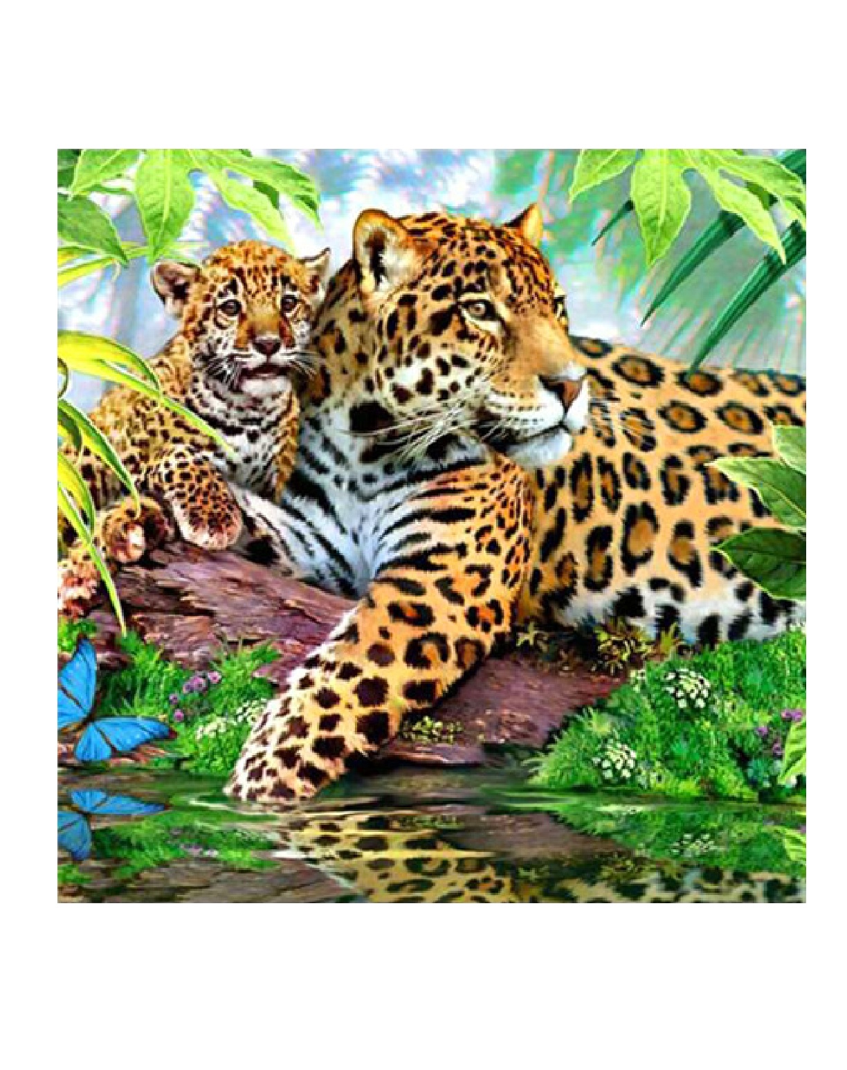 фото Алмазная мозаика картина стразами леопард с детёнышем, 30х30 см 40895 00114037 nobrand