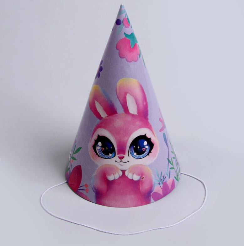 Колпак бумажный Зайка, в наборе 6 шт