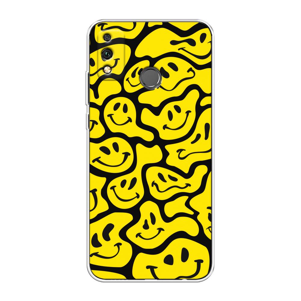 

Чехол на Honor 9X Lite "Расплывчатые смайлики желтые", Черный;желтый, 6104250-6