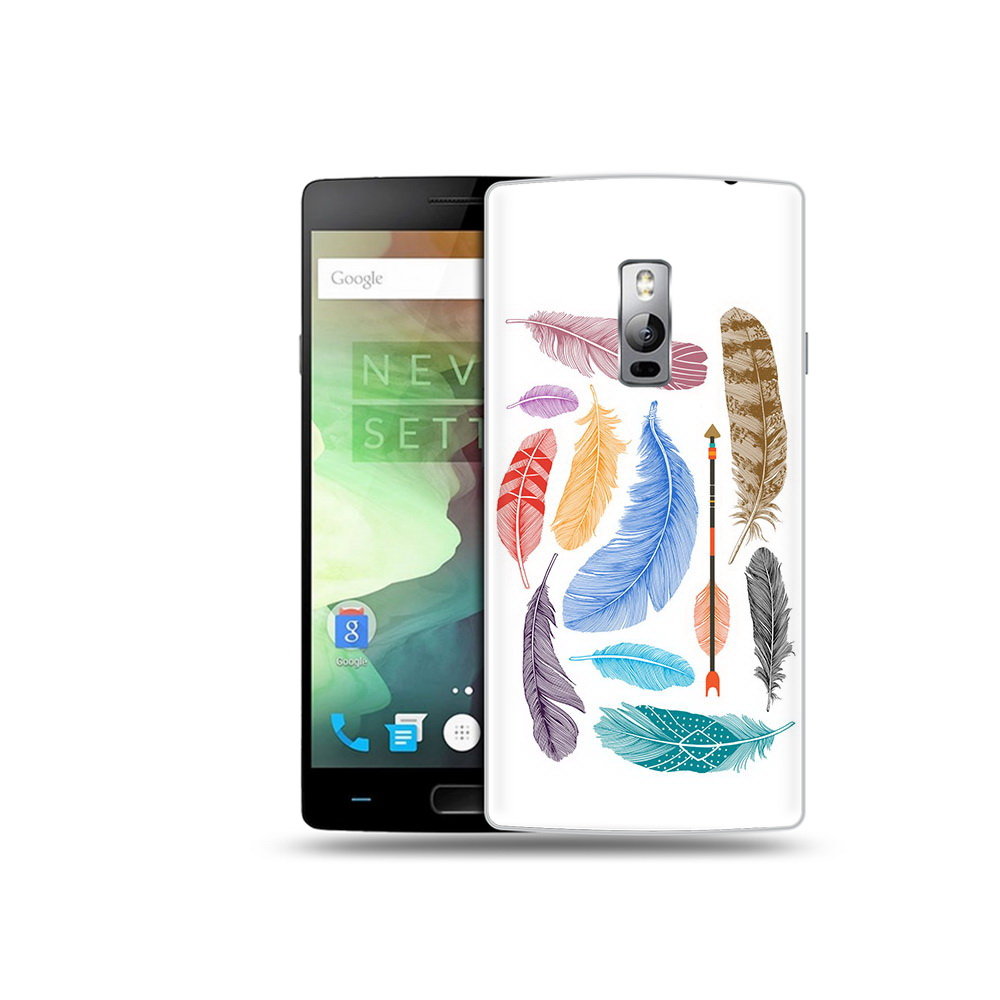 

Чехол MyPads Tocco для OnePlus 2 разноцветные перья, Прозрачный, Tocco