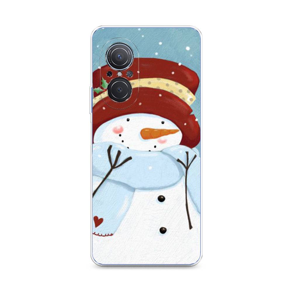 

Чехол для Huawei Nova 9 SE "Застенчивый снеговик", Голубой;белый;красный, 6107250-5